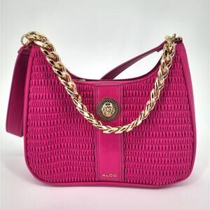 Aldo Barbie Pink Faux Leather Ruched Shoulder Bag